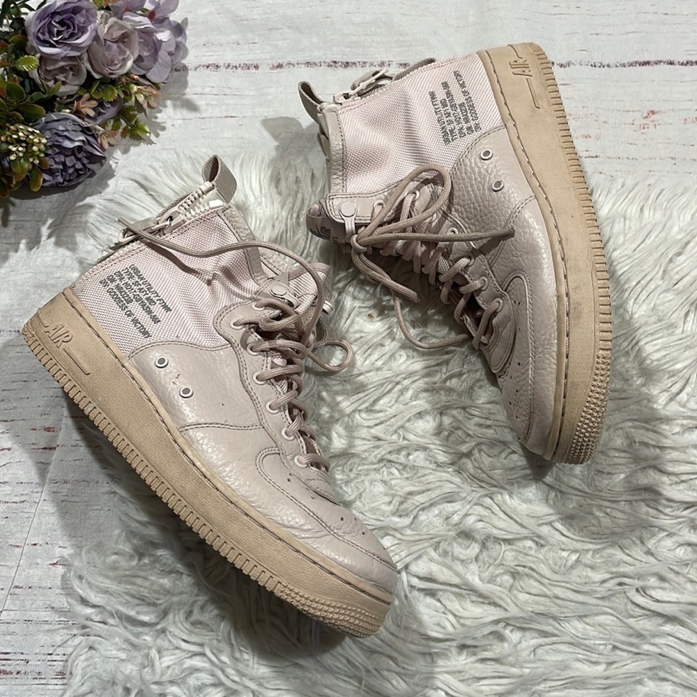 Nike SF Air Force 1 MidSilt Red Canvas Mid Top Sneakers